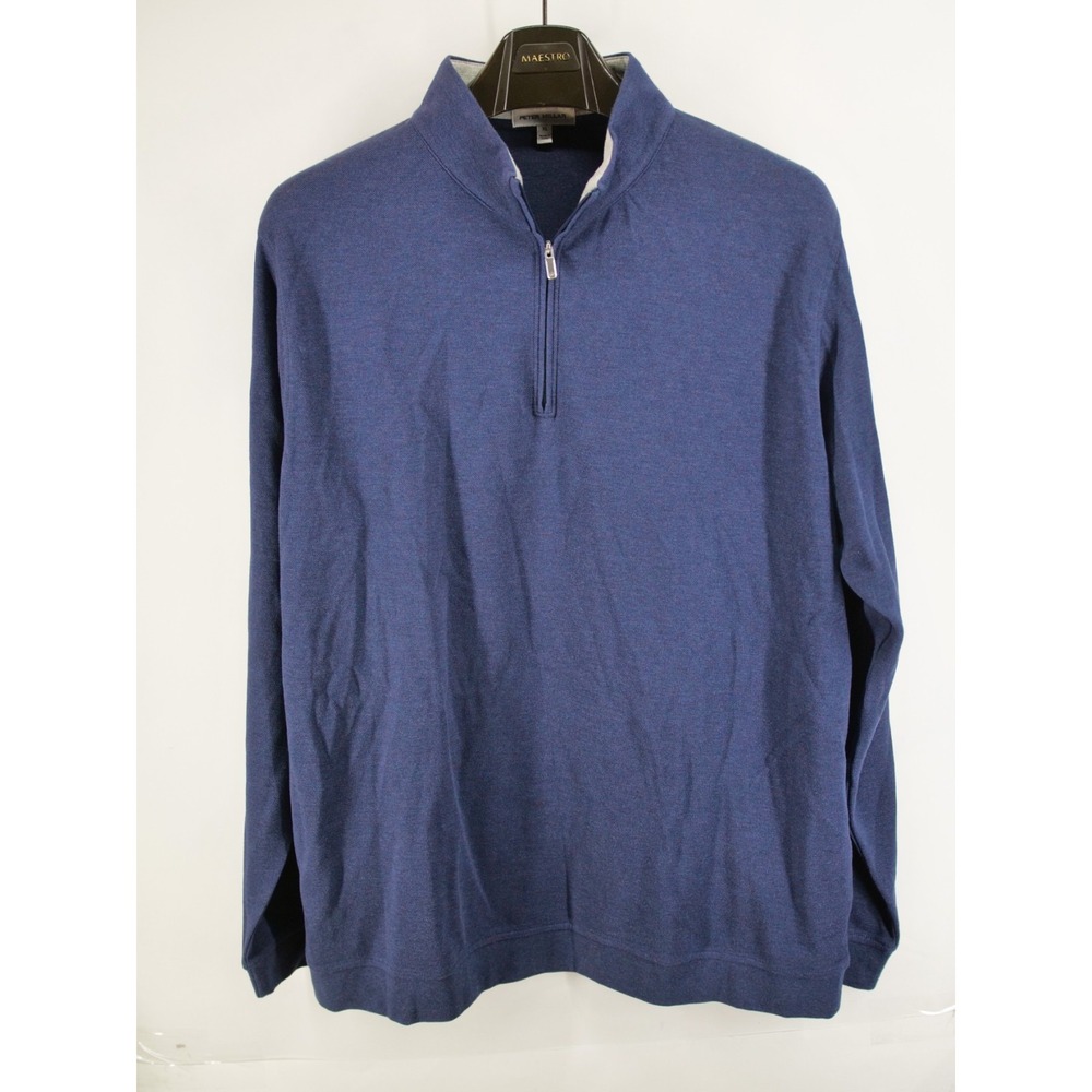 Peter Millar Mens‎ Blue 1/4 Zip Long Sleeve Comfort Pullover Sweatshirt Size XL